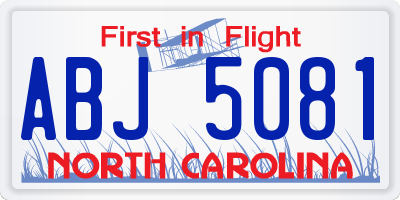 NC license plate ABJ5081