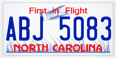 NC license plate ABJ5083