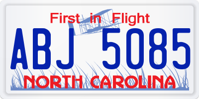 NC license plate ABJ5085