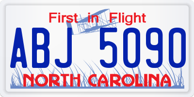NC license plate ABJ5090