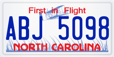NC license plate ABJ5098