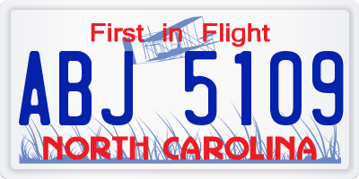 NC license plate ABJ5109
