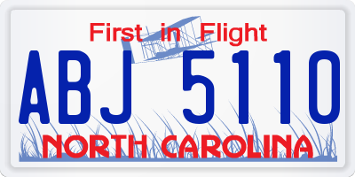 NC license plate ABJ5110