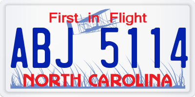 NC license plate ABJ5114