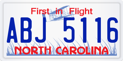 NC license plate ABJ5116