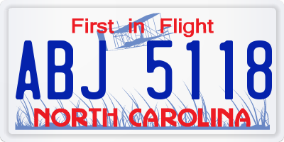 NC license plate ABJ5118