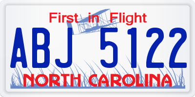 NC license plate ABJ5122