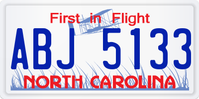 NC license plate ABJ5133