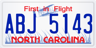 NC license plate ABJ5143
