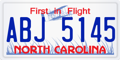 NC license plate ABJ5145