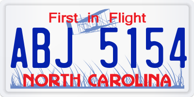 NC license plate ABJ5154