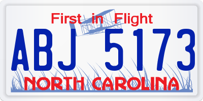 NC license plate ABJ5173