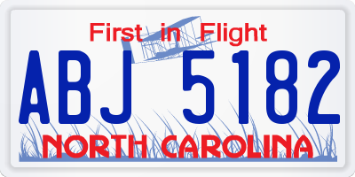 NC license plate ABJ5182