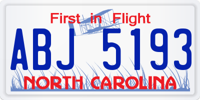 NC license plate ABJ5193