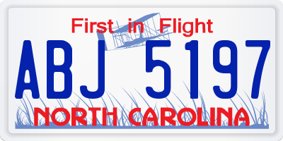 NC license plate ABJ5197