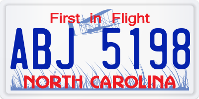 NC license plate ABJ5198