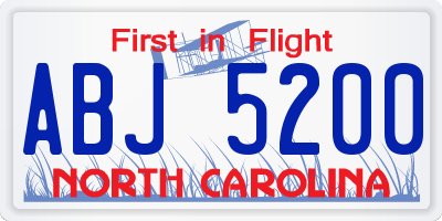 NC license plate ABJ5200
