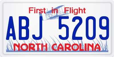 NC license plate ABJ5209