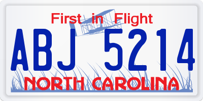 NC license plate ABJ5214