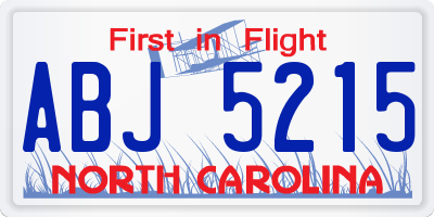 NC license plate ABJ5215