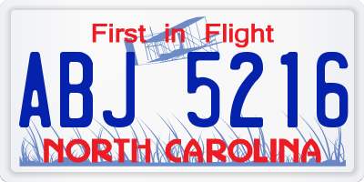 NC license plate ABJ5216