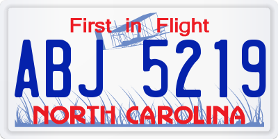 NC license plate ABJ5219