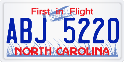 NC license plate ABJ5220