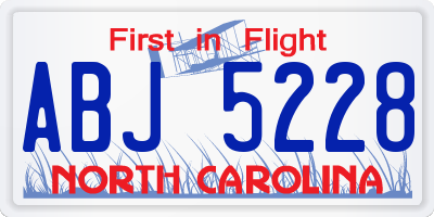 NC license plate ABJ5228