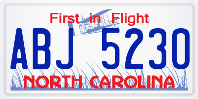 NC license plate ABJ5230