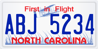 NC license plate ABJ5234