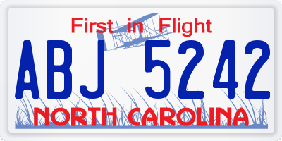 NC license plate ABJ5242