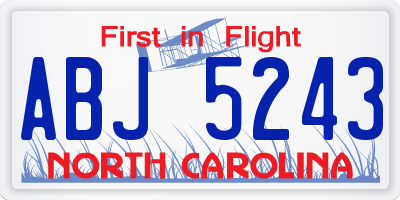 NC license plate ABJ5243