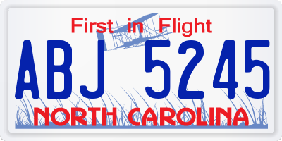 NC license plate ABJ5245
