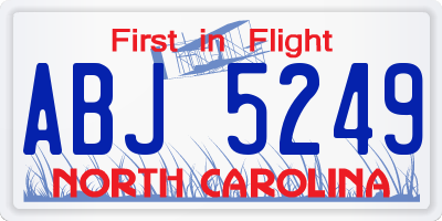 NC license plate ABJ5249