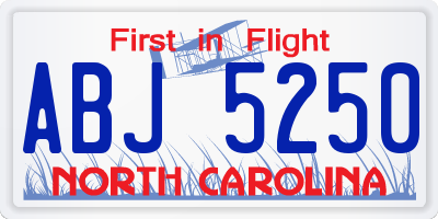 NC license plate ABJ5250