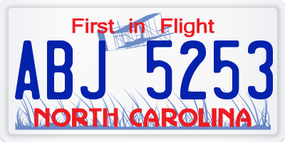 NC license plate ABJ5253