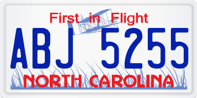 NC license plate ABJ5255