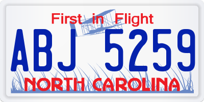 NC license plate ABJ5259