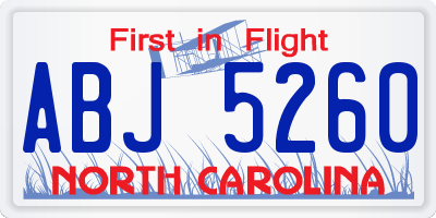 NC license plate ABJ5260