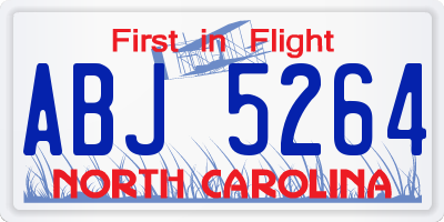 NC license plate ABJ5264