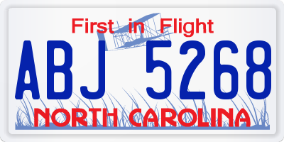 NC license plate ABJ5268