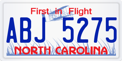 NC license plate ABJ5275