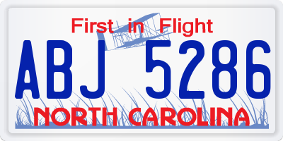 NC license plate ABJ5286