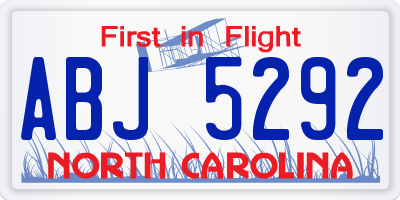 NC license plate ABJ5292
