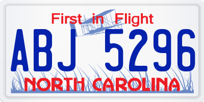 NC license plate ABJ5296
