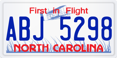 NC license plate ABJ5298