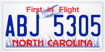 NC license plate ABJ5305
