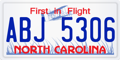 NC license plate ABJ5306
