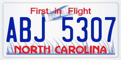 NC license plate ABJ5307