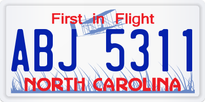 NC license plate ABJ5311